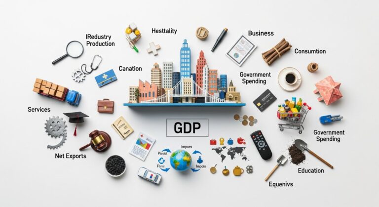 Illustration of GDP growth affecting personal finance, career prospects, and lifestyle choices