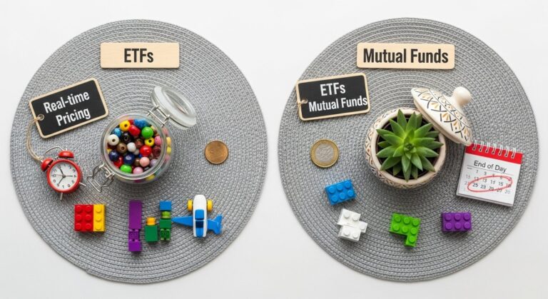 Featured illustration: ETFs vs mutual funds comparison for personal finance investors