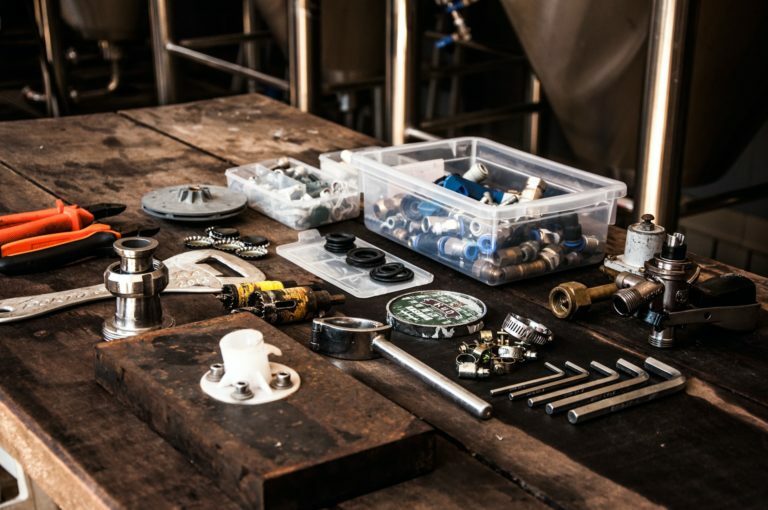 a table with a variety of items on it